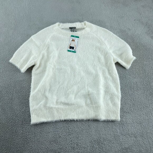 Matty M XL Short Sleeve Eyelash Sweater - 49% Polyester Relaxed NWT 1734 - Picture 1 of 8